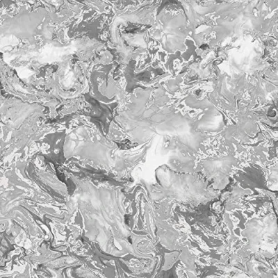 Image of YöL Elixir Liquid Marble Effect Wallpaper Swirls Silver Grey Metallic Shimmer