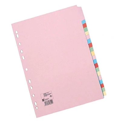 Image of 5 Star Subject Dividers Multipunched Manilla Board 20 Part A4 Assorted [Pack 10]