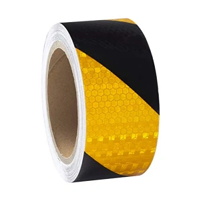 Image of XFXIA Reflective Tape Safety 2&quot; X 33ft, Conspicuity Strip Waterproof Warning Tape, Sticker Hazard Caution Strong Reflectivity Bright Reminder Tool, Yellow/Black