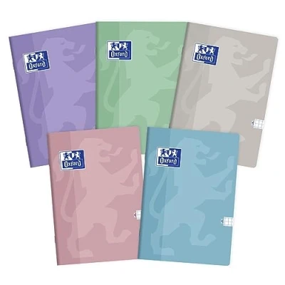 Image of Oxford Touch Exercise Book A6 Notebook 48 Squared Sheets with Page Margin, Optic Paper 90 g, Polypropylene Laminated Cover, Notepad Set for Office and School, Pack of 10, Assorted Colours