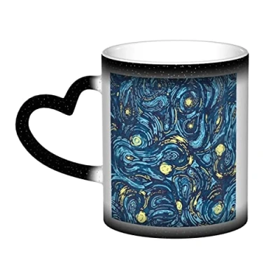 Image of YINGD Heat Changing Sensitive Mug, Van Gogh Art 11 Oz Coffee Cup Magic Color Change Ceramic Tea