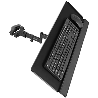 Image of VIVO Steel Universal Full Motion Pole Mount, 26 Inch Keyboard and Mouse Tray, Ergonomic Tilt, 360 Degree Rotation, Neutral Writing Position, Black, Mount POLEKB