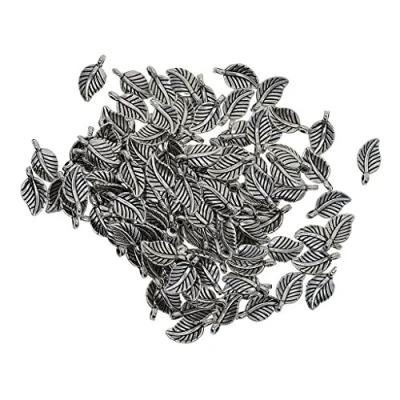 Image of sharprepublic 100x Mini Charms Tibetan Silver Leaves Pendant DIY Crafting Jewelry Findings