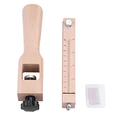 Image of Leather Cutting Tool, Wooden Hand Strip Strap Cutter with 5 Blades DIY Craft Tools for