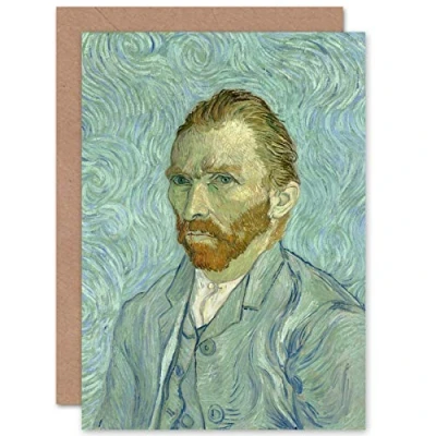 Image of Artery8 Vincent Van Gogh Self Portrait Painting Fine Art Greeting Card Plus Envelope Blank Inside