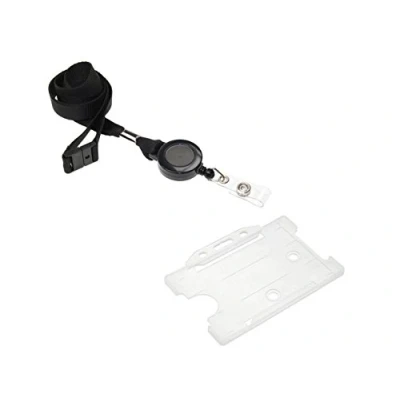Image of ID Card It Access Lanyard Neck Strap with Integrated Badge Reel and Clear Pass Holder 1