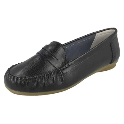Image of Down To Earth Ladies Leather Shoes F80445 Black UK Size 6 EU 39 US 8