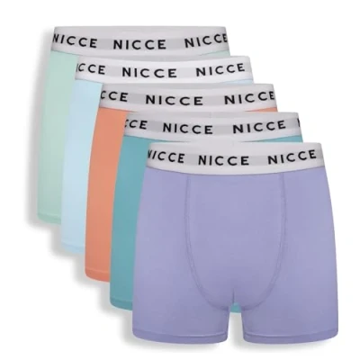 Image of Nicce Mens &#039;CARTA&#039; Everyday Essential Stretchy Soft Cotton Rich Trunks, Regular Fit 5 Pack Boxer Shorts (XXL, Assorted)