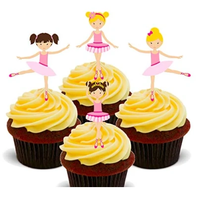 Image of Made4You Ballerinas/Ballet Dancing, Edible Cupcake Toppers Stand up Wafer Cake Decorations (Pack of 12)