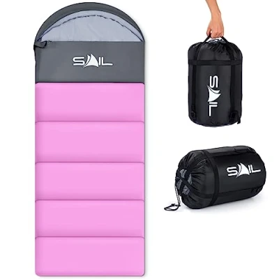 Image of SAIL Sleeping Bag 3 4 Season 2KG 400GSM Winter &amp; Cool Weather Lightweight,Waterproof Indoor Outdoor Use for Kids Adults Hiking, Backpacking and Camping Pink
