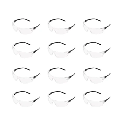 Image of Amazon Basics Safety Glasses (Clear/Black), Anti Fog, 12 pack