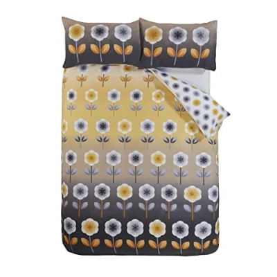 Image of Rapport Reversible Carrie Duvet Cover Set, Polycotton, Ochre