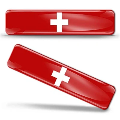 Image of Biomar Labs® 2 x 3D Domed Silicone Stickers Decals Switzerland National Swiss Flag Car Motorcycle Helmet F 23