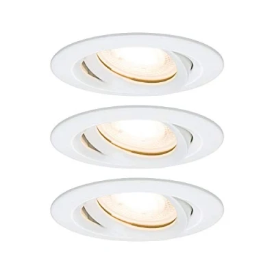 Image of Paulmann 92898 Nova LED Spotlight Round IP65 7W Set of 3 Including GU10 Bulbs Pivotable Recessed Light Aluminium 7 W zinc, Matt White