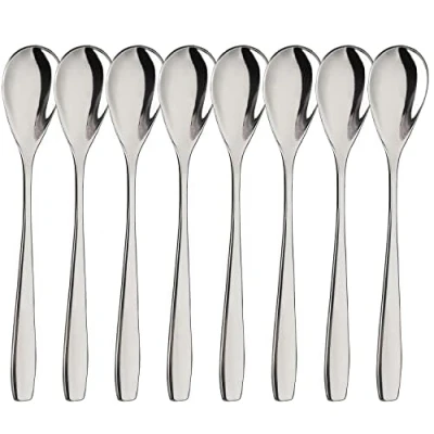 Image of Boiled Egg Spoons Set of 4 Espresso Small for Tea Coffee Dessert (4 Stainless Steel Spoons)