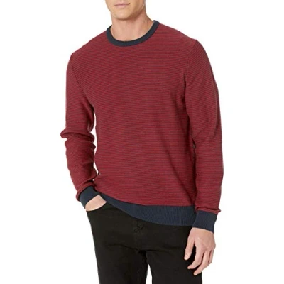 Image of Amazon Essentials Men&#039;s Crew Neck Sweater (Available in Big &amp; Tall), Navy Red Mini Stripes, XXL