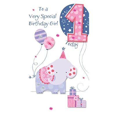 Image of Girls 1st Birthday 1 Today Embellished Greeting Card Talking Pictures Cards CNEC0007/A1