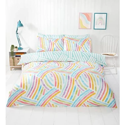 Image of Rapport Home Microfibre Multicoloured Art Duvet Cover Set Kingsize Bedding