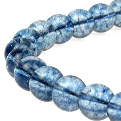 Image of JarTc Natural Round Burst Blue Quartz Gemstone Beads for DIY Jewellery Making Bracelet Necklace 15&quot; (6mm)