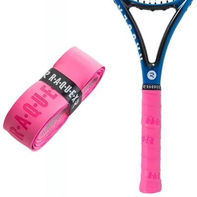 Image of Raquex Enhance Replacement Racket Grip: Tennis Grip, Badminton, Squash Grip Tape, Padel, Pickleball. 14 Colours. Premium, Self Adhesive Racquet with Finishing Tape (Pink, 1 Grip)