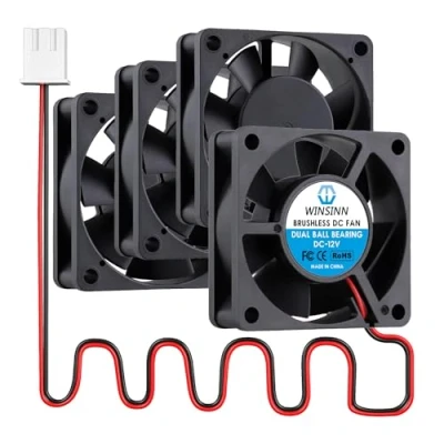 Image of WINSINN DC 60mm Fan 12V 6020 Dual Ball Bearing Brushless Cooling 60x20mm 2PIN (Pack of 4Pcs)