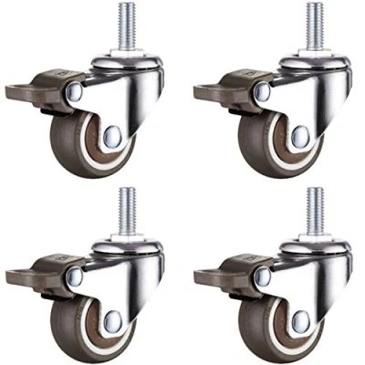 Image of 4pcs Furniture Casters Wheels,360 Degree Swivel Castors,Mute Castor Wheels with Brake,M6 x 15mm Threaded Stem Caster Wheels,for Table Shopping Cart Trolley(brake1inch)