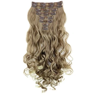 Image of CAISHA XXL 18&quot; 8 Pieces Set Clip In Extensions Hair Extension Hairpiece Voluminous Wavy Blond Brown Mix CES11 1