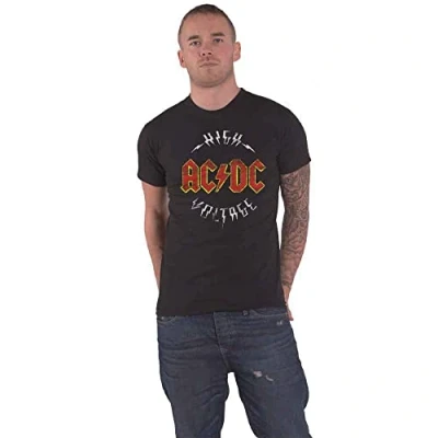 Image of Paradiso Clothing AC DC HIGH Voltage Print Tshirt, Size: Small, Black