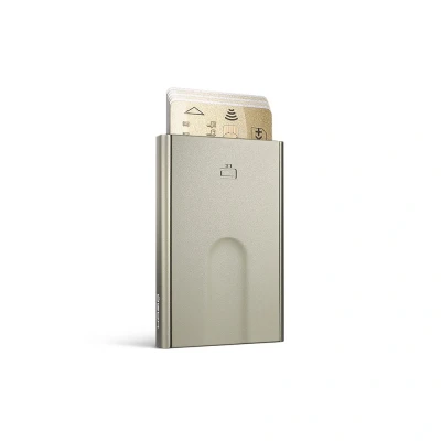 Image of ÖGON Aluminium Card Holder Slider RFID Blocking The Original Minimalist Slim Automatic Wallet for Men and Women Up to 6 Cards (Cactus Green)