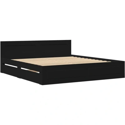 Image of vidaXL Bed Frame without Mattress Black 180x200 cm Super King