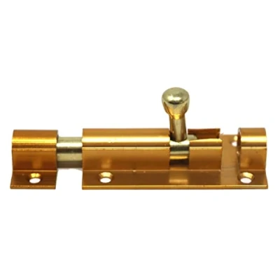 Image of 1 x 2&quot; fiXte Aluminium Barrel Bolt Sliding Lock Latch Brass Plated Includes Fixings Cabinet Cupboard Boxes Doors Sheds Hutches Indoor Outdoor Use