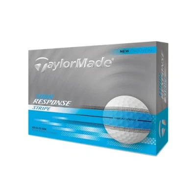 Image of TaylorMade 2025 Golf Tour Response Stripe White/Blue Balls