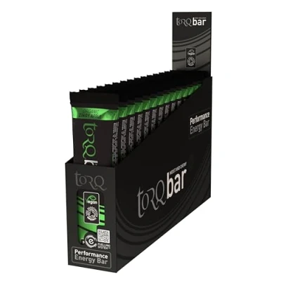 Image of Torq Energy Bar Organic Zingy Apple Vegan Plant Based Bar, High Carbs, 34g of Carbohydrates 100% Natural Soil Association Moist &amp; Chewy Box 15