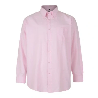 Image of Kam Jeans Mens Long Sleeve Oxford Shirt, Work, Formal, Big and Tall, King Size, Pink, 4XL