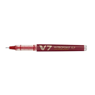 Image of Pilot V7 Cartridge System Liquid Ink Rollerball 0.7mm Tip Red, Box of 10