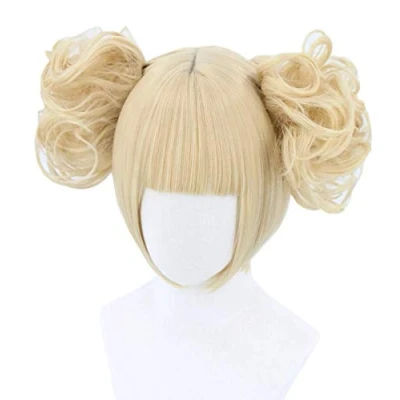 Image of Topcosplay Anime Cosplay Wig with Two Detachable Buns Synthetic Wigs free cap Short Blonde for Halloween Costume Party
