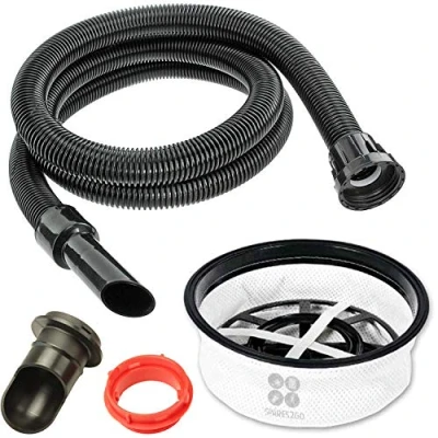 Image of SPARES2GO 2.6m Hose Pipe, 12&quot; Round Cloth Filter, Screw Neck/Nose Connector and Bag Holder for Numatic Henry James Hoover Vacuum Cleaner