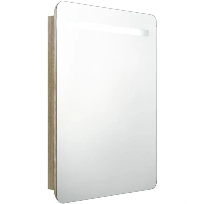 Image of vidaXL LED Bathroom Mirror Cabinet Oak 60x11x80 cm