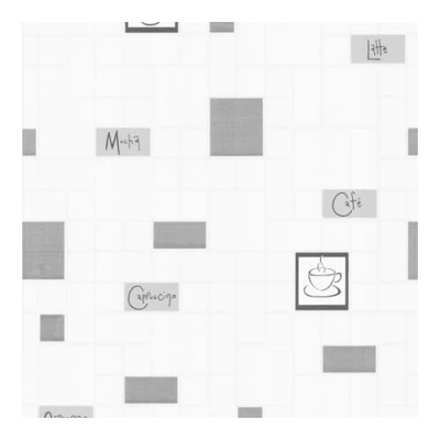 Image of Contour Cafe Culture Kitchen Grey/White Wallpaper Washable Tiled Paste the wall Application or Bathroom Suitable Heavy Weight Feature 4 Design