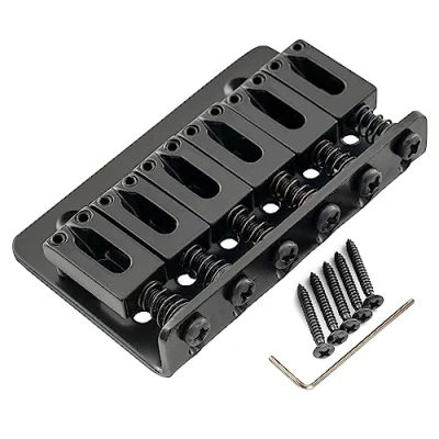Image of Musiclily 65mm Metal Fixed Hardtail Saddle Top Load Guitar Bridge for 6 String Fender Strat Tele Electric Guitar,Black
