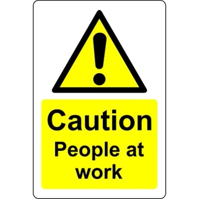 Image of Caution people at work Safety sign 1mm Plastic (200mm x 150mm)
