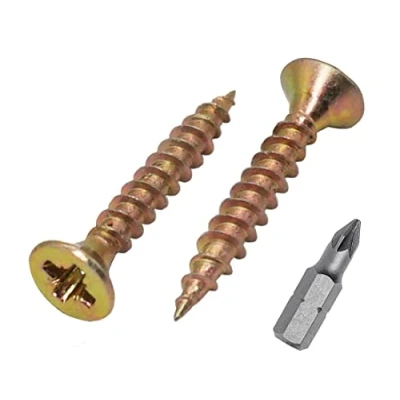 Image of (Pack of 500 pcs) Yellow Zinc Plated Steel 3.5 x 16 mm Wood Screws, Chipboard Universal Pozi Drive Screw, Countersunk Head (500, mm)