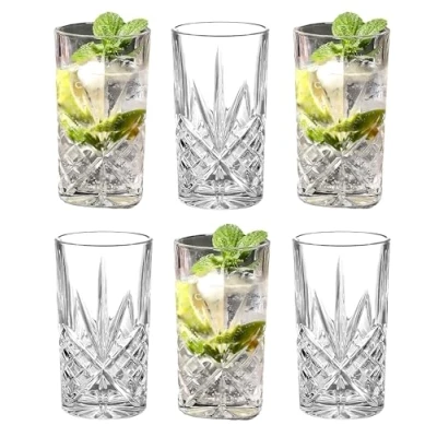 Image of Royal Cuisine 6X 370ml Crystal Clear Drinking Glasses Tall Whiskey Glass Water Tumbler Whisky Brandy Juice Cocktail Drinkware Glassware