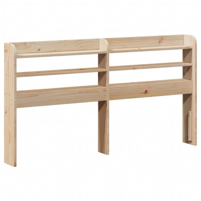 Image of vidaXL Headboard with Shelves Bed Header 140 cm Pine Solid Wood Brown, Freestanding, Space Saving, Ample Storage