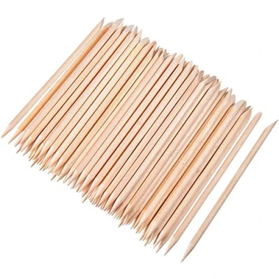 Image of 100 Pieces Orange Wood Sticks Nail Cuticle Stick for Pusher Remover Manicure Art Pedicure, 4.3 Inches