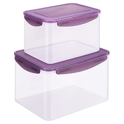 Image of Navaris Plastic Food Containers with Airtight Locks Set of Large (9L) and Medium (4.9L) Storage for Meal Prep, Freezer Microwave Safe