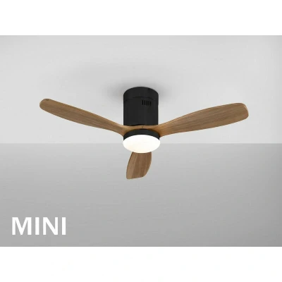 Image of Siroco Mini 6 Speed Ultra Quiet Ceiling Fan Black, Walnut 3000 5000K, Remote Control, Timer &amp; Reversible Functions