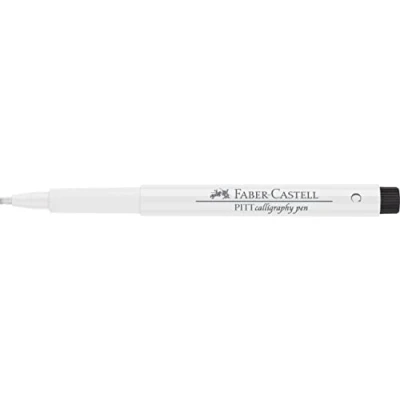 Image of Faber Castell Art &amp; Graphic Pitt Artist Pen Calligraphy India Ink Pen, White, Single For Art, Craft, Drawing, Sketching, Home, School, University, Colouring