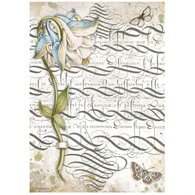 Image of Stamperia International Rice Paper Romantic Garden House Columbine, Multicoloured, A4