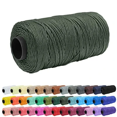 Image of Uiopa Polypropylene Macrame Cord 1.5mm x 200m, 3 Strand Twisted String Crochet Yarn for Bag, Knitting, DIY Projects, Dark Army Green Craft